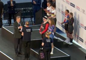 Emily and Natalie receive their medals
